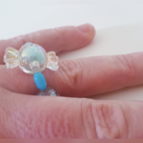 Blue Eye Candy Ring Beaded Handmade Jewelry s9-12 - Picture 4 of 12